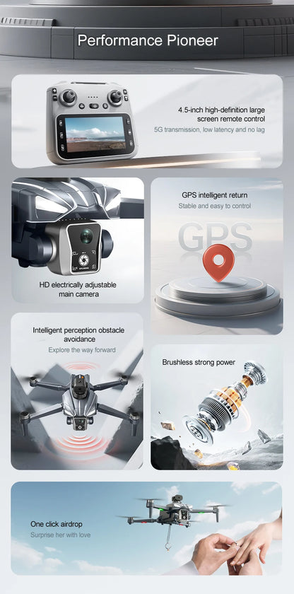 K18 Max 4,5 pollici grande schermo Drone 360° Laser per evitare ostacoli Posizionamento GPS Flusso ottico Dispositivo di lancio aereo RC Drone Giocattolo