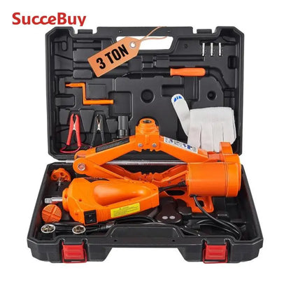 Jack per auto elettrica SucceBuy da 3 tonnellate con chiave a percussione elettrica, sollevamento portatile da 12 V per SUV e cambio pneumatici per camion