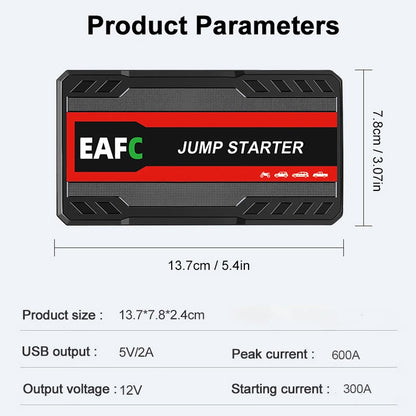 Avviatore di emergenza per auto 2000A/1200A/600A, dispositivo di avviamento di emergenza portatile Power Bank Booster per benzina e diesel