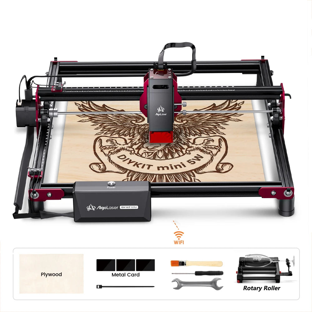 ALGO Laser Engraving Cutting Machine CNC Roller Rotary DIY Printer Graving Tool Powerful Woodworking Metal Wood Leather Acrylic