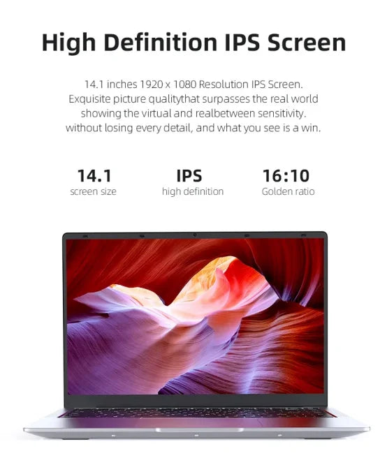 NUOVO 14.1'' sottile ufficio portatile Windows 11 Intel N4000 180° 12 GB di RAM 512 GB 1 TB SSD 1920*1080 ufficio studio computer PC