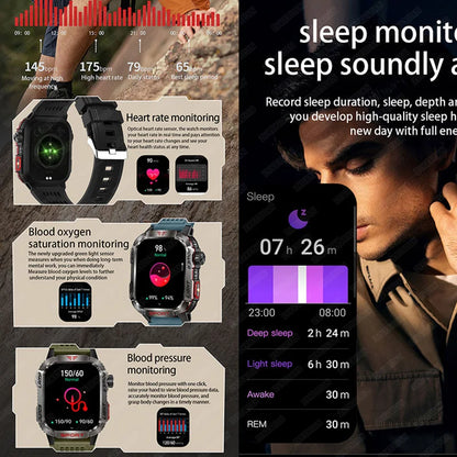 Nuovo per Huawei Xiaomi Militare GPS Smart Watch Uomini Torcia elettrica Bussola impermeabile all'aperto Sport Tracker Bluetooth Chiamata Smartwatch