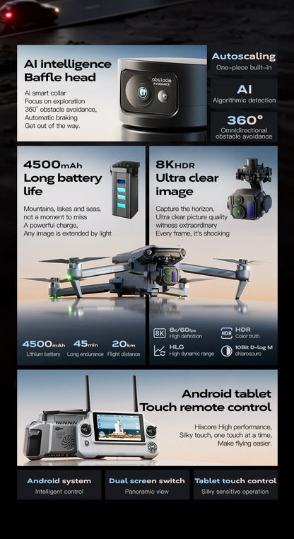 Ala 6 professionale di pesca Airdrop Drone 8K HD Camera 3-Axis Gimbal 20KM Brushless GPS Quadcopter Avoidance Ostacolo RC Dron