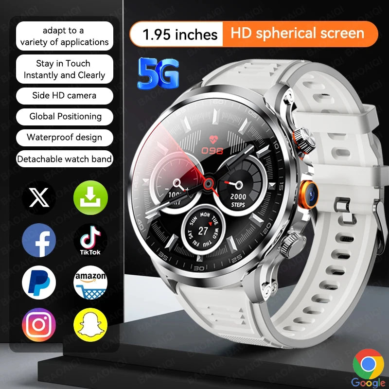 5G/4G Full Network Smart Watch 680*680 HD AMOLED 1100mah Video Call 500W Camera 8GB+128GB RAM GPS NFC WIFI Google APP Smartwatch