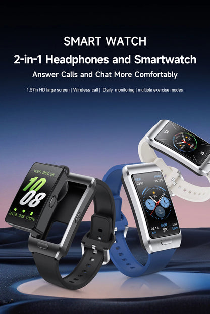 LIGE TWS 2 In 1 Uomini Donne Smart Watch ECG GPS Impermeabile Frequenza cardiaca Ossigeno Bluetooth Auricolare Fare Telefonate 2025 Nuovo
