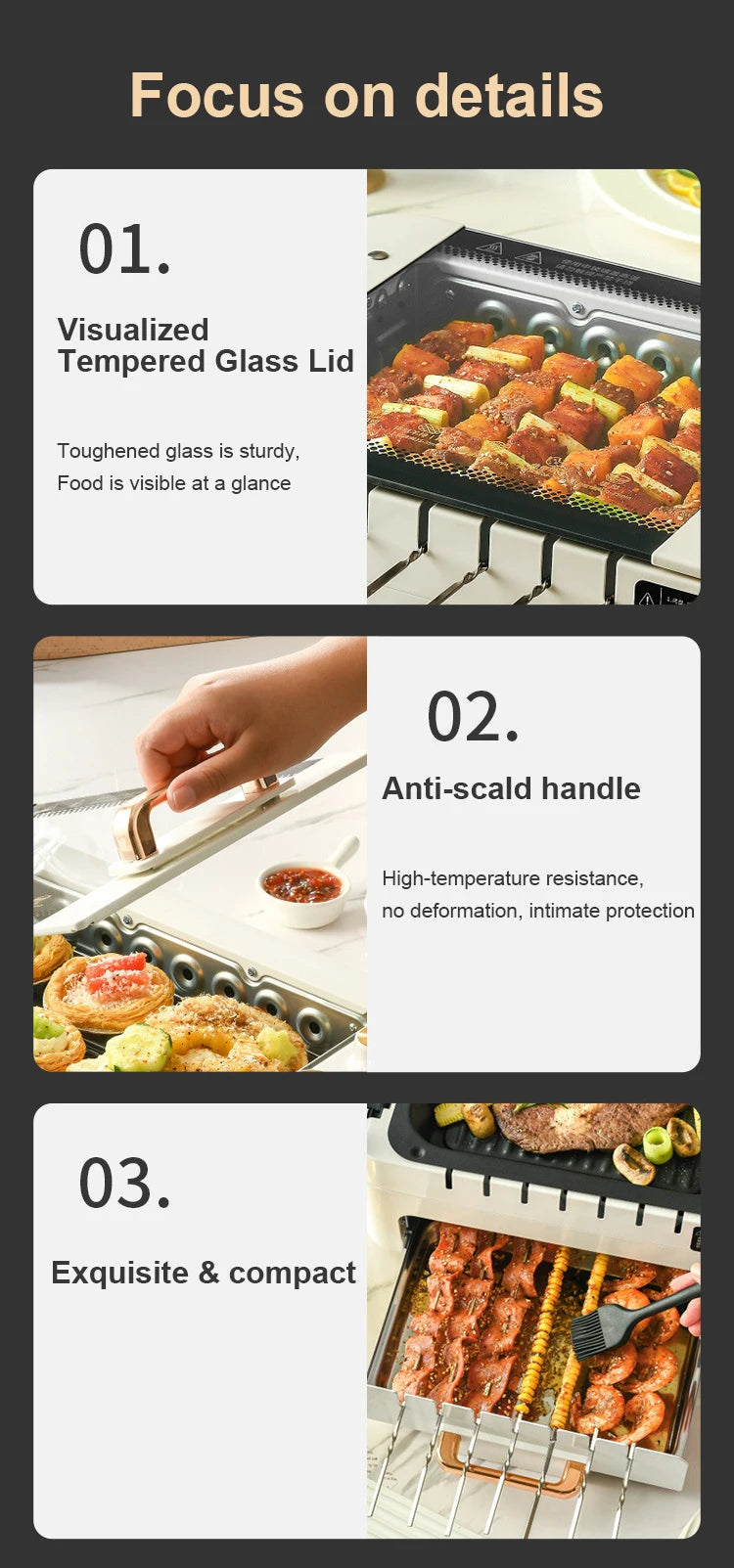 2 layers Electric Skewer Barbecue grill Automatic rotating Lamb Kebabs grill Indoor Smokeless BBQ machine Non-stick frying pan