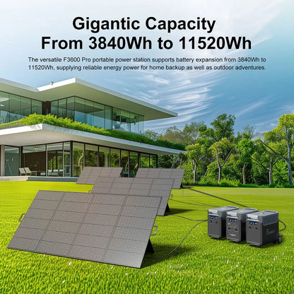 FOSSiBOT F3600 Pro Centrale Elettrica Portatile, Batteria LiFePO4 da 3840Wh, Espandibile Fino a 11,52kwh, Uscita CA 3600 W, Ingresso Solare da 2000W, Power Station per Domestico, Campeggio, Viaggio