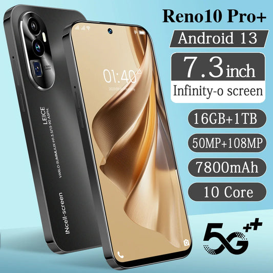 Reno10 Pro+ 5G Smartphone: 7.3" HD + Display 16 GB + 1 TB 108MP + 50 MP Fotocamere doppie 7800mAh Batteria Snapdragon 8 Gen 2 Android 13