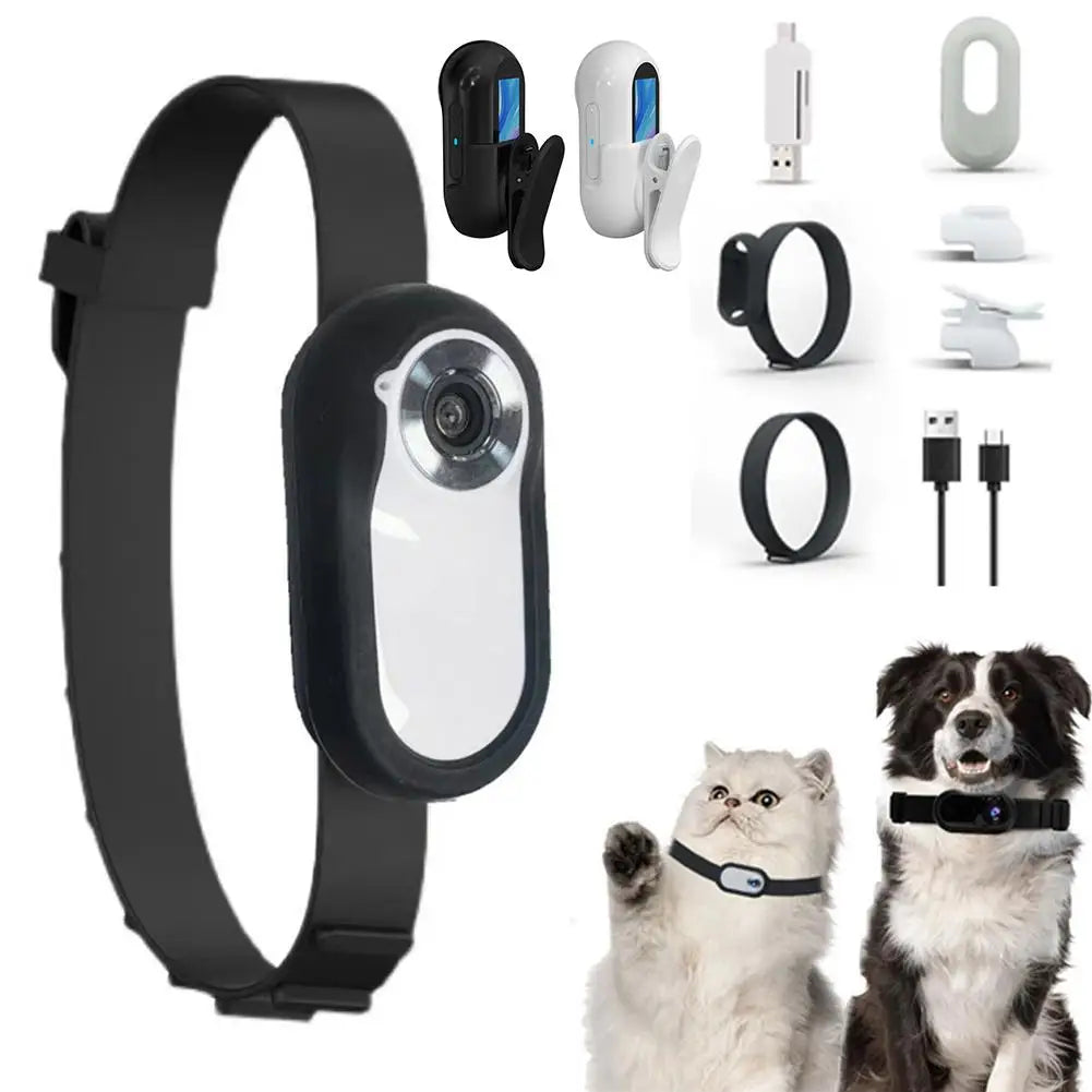 Telecamera da collare per cani e gatti con movimento video, mini telecamera per la registrazione del corpo, collare wireless per interni/esterni X6O5