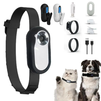 Telecamera da collare per cani e gatti con movimento video, mini telecamera per la registrazione del corpo, collare wireless per interni/esterni X6O5