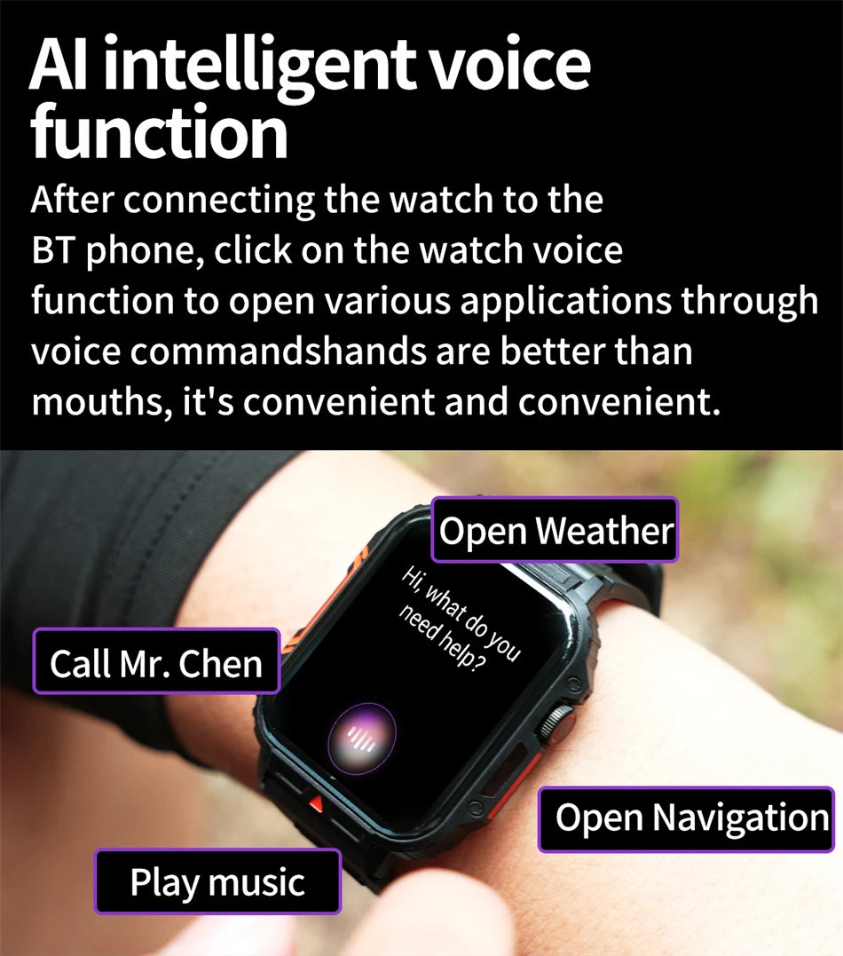 2024 Nuovo uomo militare all'aperto 1.95 Smart Watch uomini bluetooth chiamata smartwatch uomini per android ios ip68 impermeabile ftiness orologi