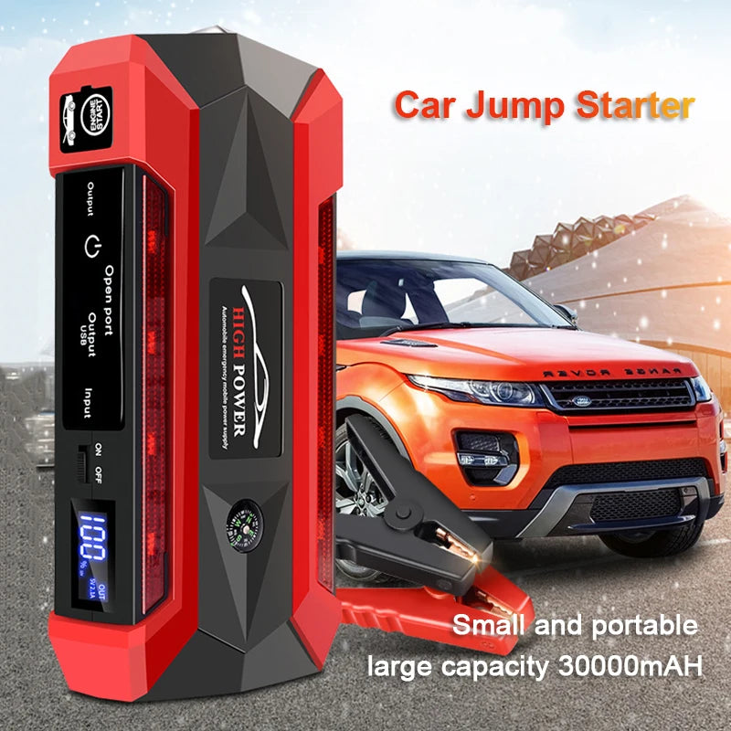 Car Battery Starter 30000mAh Caricatore portatile Auto Jump Starter 12V Benzina Diesel Car Emergency Booster Start Alimentazione