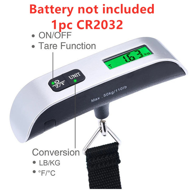 BILANCIA Scala portatile Display LCD digitale 110lb/ 50kg bagaglio elettronico appeso valigia viaggio pesi bagagli strumenti di equilibrio di peso