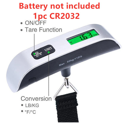 BILANCIA Scala portatile Display LCD digitale 110lb/ 50kg bagaglio elettronico appeso valigia viaggio pesi bagagli strumenti di equilibrio di peso