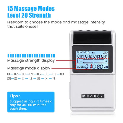 15 Modi EMS Stimolatore muscolare elettrico 20 livelli TENS Fisioterapia Pulse Massager per tutto il corpo Macchina Sollievo dal dolore + Meridian Pen