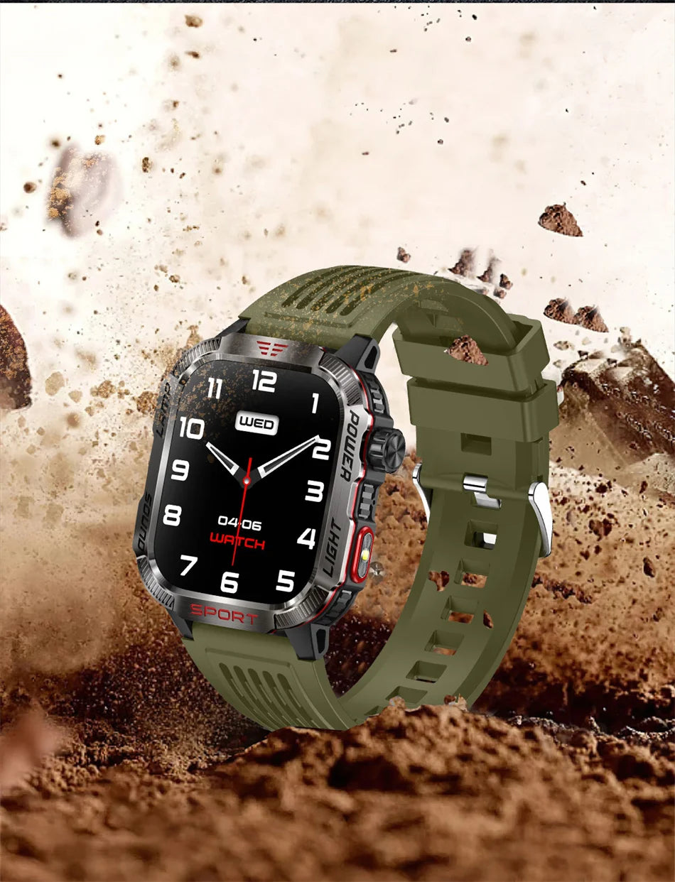 Nuovo per Huawei Xiaomi Militare GPS Smart Watch Uomini Torcia elettrica Bussola impermeabile all'aperto Sport Tracker Bluetooth Chiamata Smartwatch