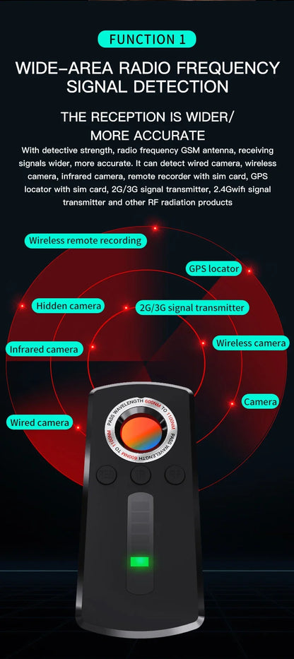 Hidden Camera Detector Anti Spy Gadget Professional Hunter Wireless Signal Car GPS Infrared Search Wiretapping Bug Mini Devices