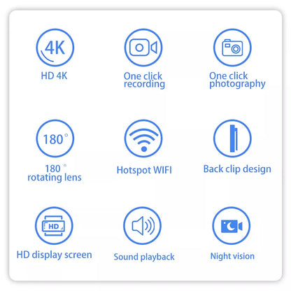 Ultra HD 4K WiFi Mini macchina fotografica portatile Registratore video digitale Polizia BodyCam Visione notturna a infrarossi Sport DV Camcorder 카메라