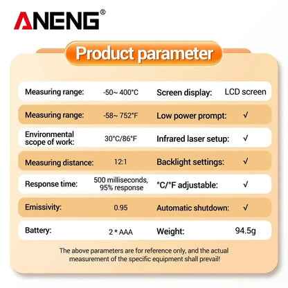 ANENG TH201 Celsius Display digitale termometro a infrarossi altamente sensibile senza contatto temperatura misurazione pistola igrometro