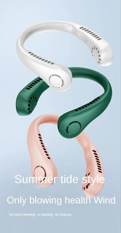 Hanging Neck Fan Convenient Small Fan Can Be Freely Adjusted Mini Small USB Charging Leafless Large Wind Hanging Neck Outdoors