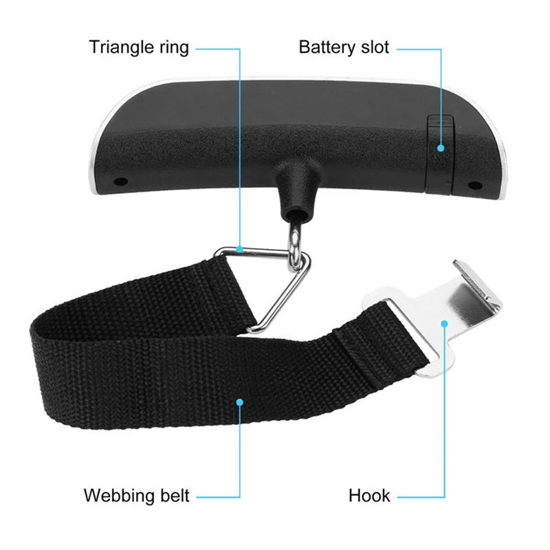 BILANCIA Scala portatile Display LCD digitale 110lb/ 50kg bagaglio elettronico appeso valigia viaggio pesi bagagli strumenti di equilibrio di peso