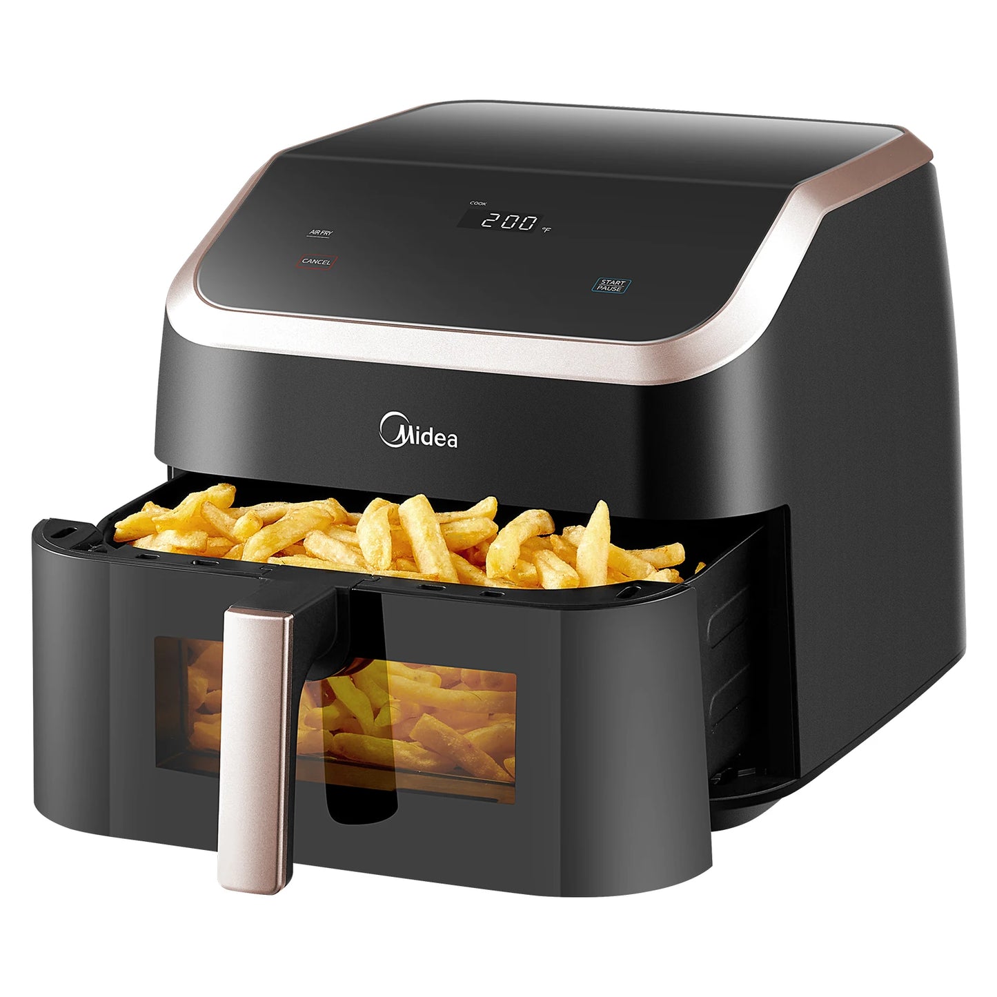 Midea XXL Air Fryer 9 L, 8-in-1, camere extra larghe, max 200 °C, friggitrice senza olio, grigliare, cuocere al forno, arrostire, MAD85F9BPK