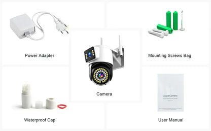 Yoosee 4K 8MP doppia lente doppio schermo a colori visione notturna rilevazione del movimento audio bidirezionale all'aperto impermeabile wifi telecamera di sicurezza