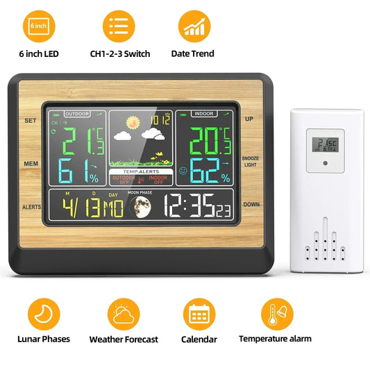 Stazione di Previsione del Tempo Schermo a Colori Digitale Termometro Igrometro Indoor Outdoor Temperatura Misuratore di umidità