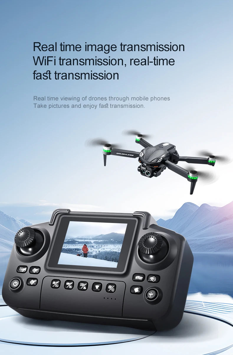 Drone S168 controllato da schermo, flusso luminoso brushless EEC 8K ad alta definizione, evitamento ostacoli su quattro lati, elicottero leggero FPV