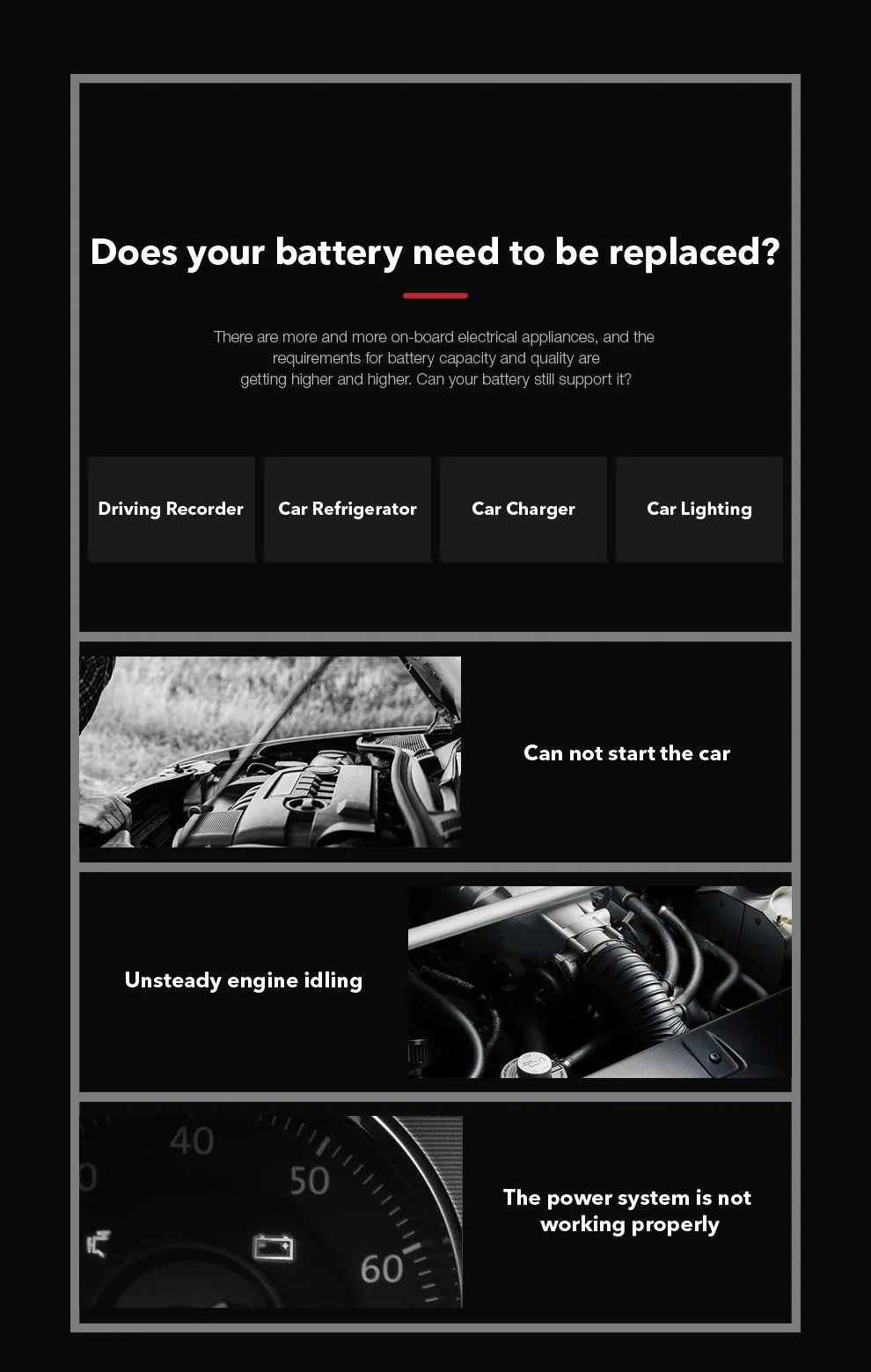 Tester per batterie 24V 6V 12V BM550 100-2000 Analizzatore di test CCA Strumento diagnostico Rilevatore Accessori per auto Moto Rimorchio per camion