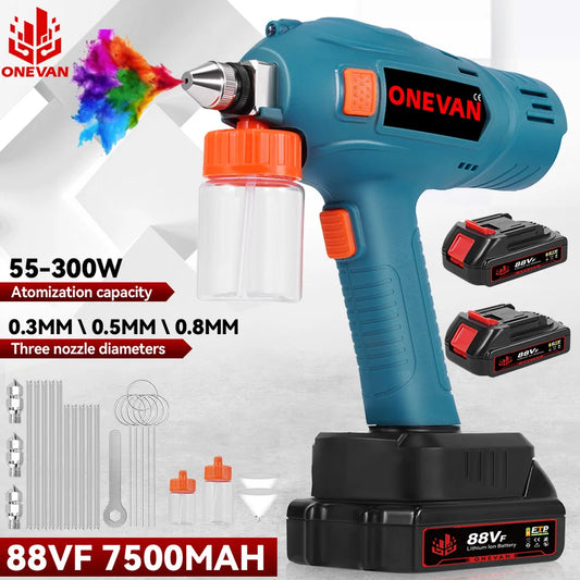 ONEVAN 100ML Pistola a spruzzo elettrica senza fili spruzzatore di vernice ricaricabile auto mobili in acciaio utensili elettrici per 21 v 18 v batteria