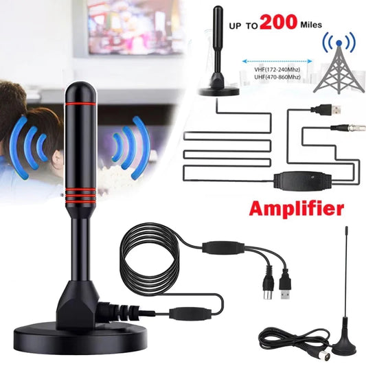 HD Digitale TV Antenna Indoor Amplificato DAB Alto Guadagno 200 Miglia Con Amplificatore Booster VHF/ UHF Risposta rapida Set di antenne per esterni