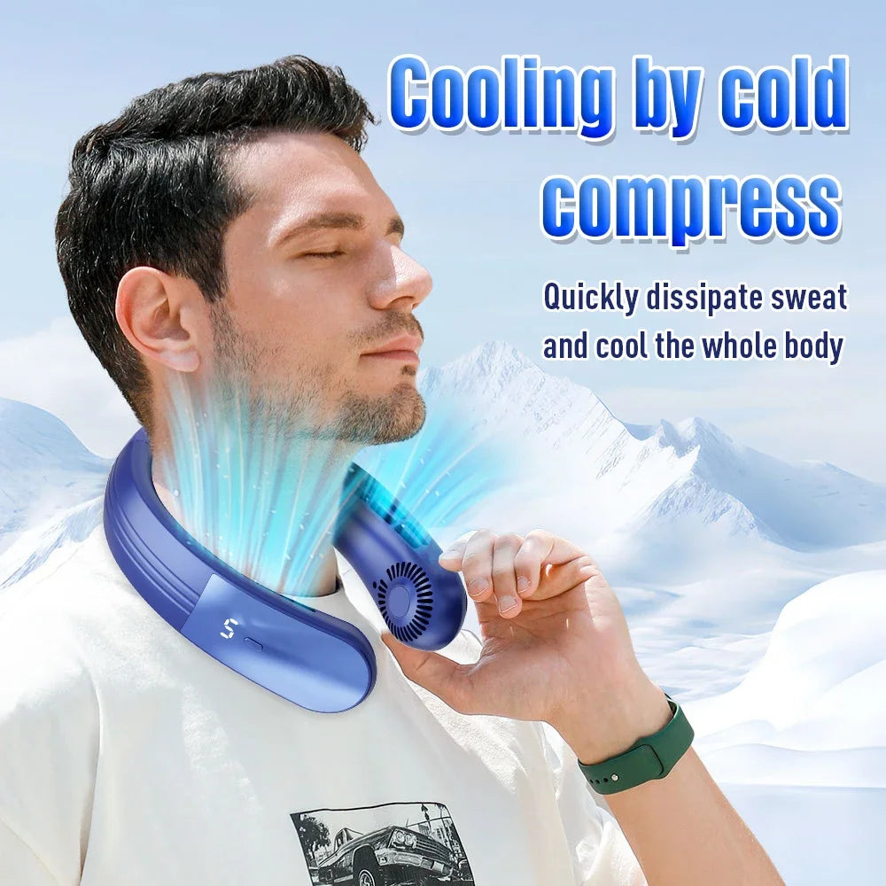 IL VENTO VI ARRIVA COME NATURALE Ventilatore da collo pieghevole JKUOO 2025 - Ricaricabile tramite USB a 3 velocità, silenzioso e fresco per campeggio/spiaggia/viaggi - Offerta estiva, spedizione gratuita