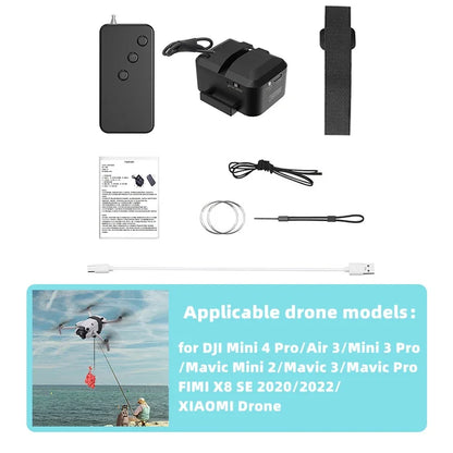 Airdrop System per DJI Avata 2/Mini 4 Pro/Air 3/Mini 3 Pro/Mavic 3 Pro/Mavic Pro Drone Lanciatore Pesca Salvataggio Invia regalo