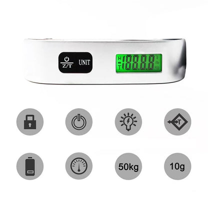 BILANCIA Scala portatile Display LCD digitale 110lb/ 50kg bagaglio elettronico appeso valigia viaggio pesi bagagli strumenti di equilibrio di peso