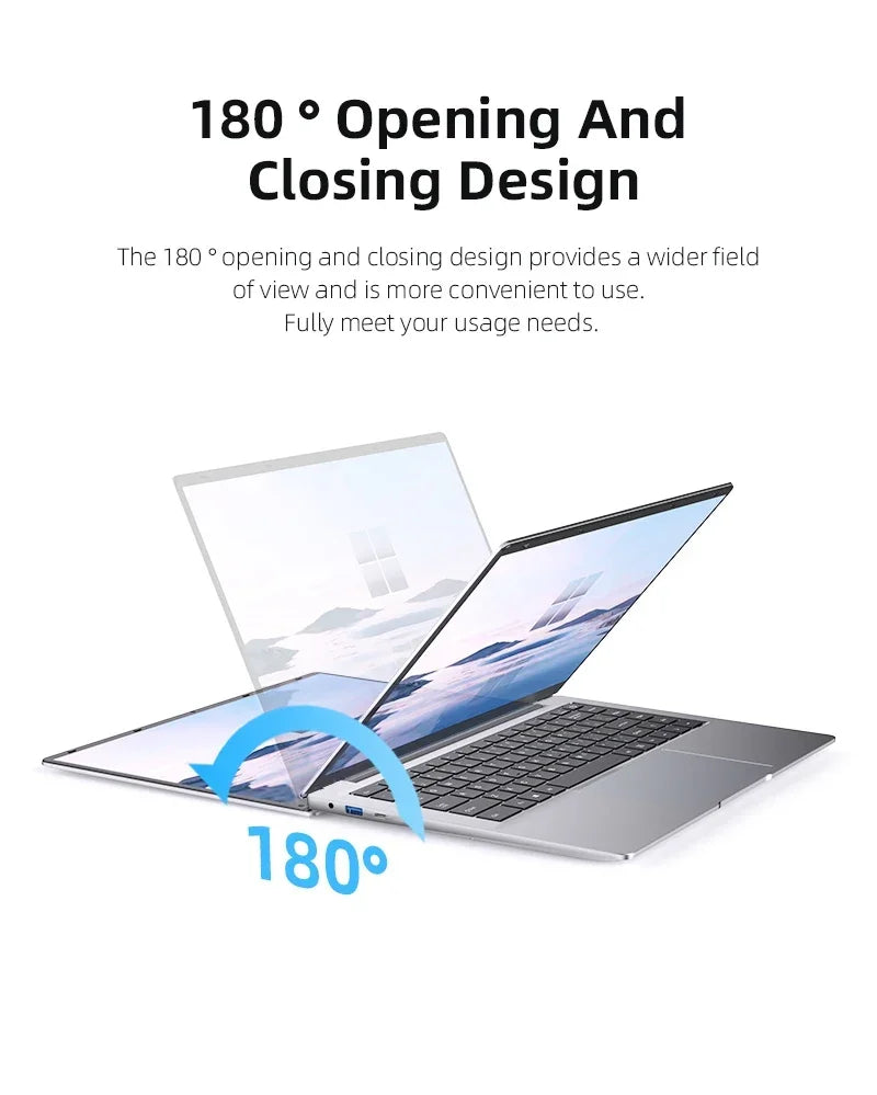 NUOVO 14.1'' sottile ufficio portatile Windows 11 Intel N4000 180° 12 GB di RAM 512 GB 1 TB SSD 1920*1080 ufficio studio computer PC