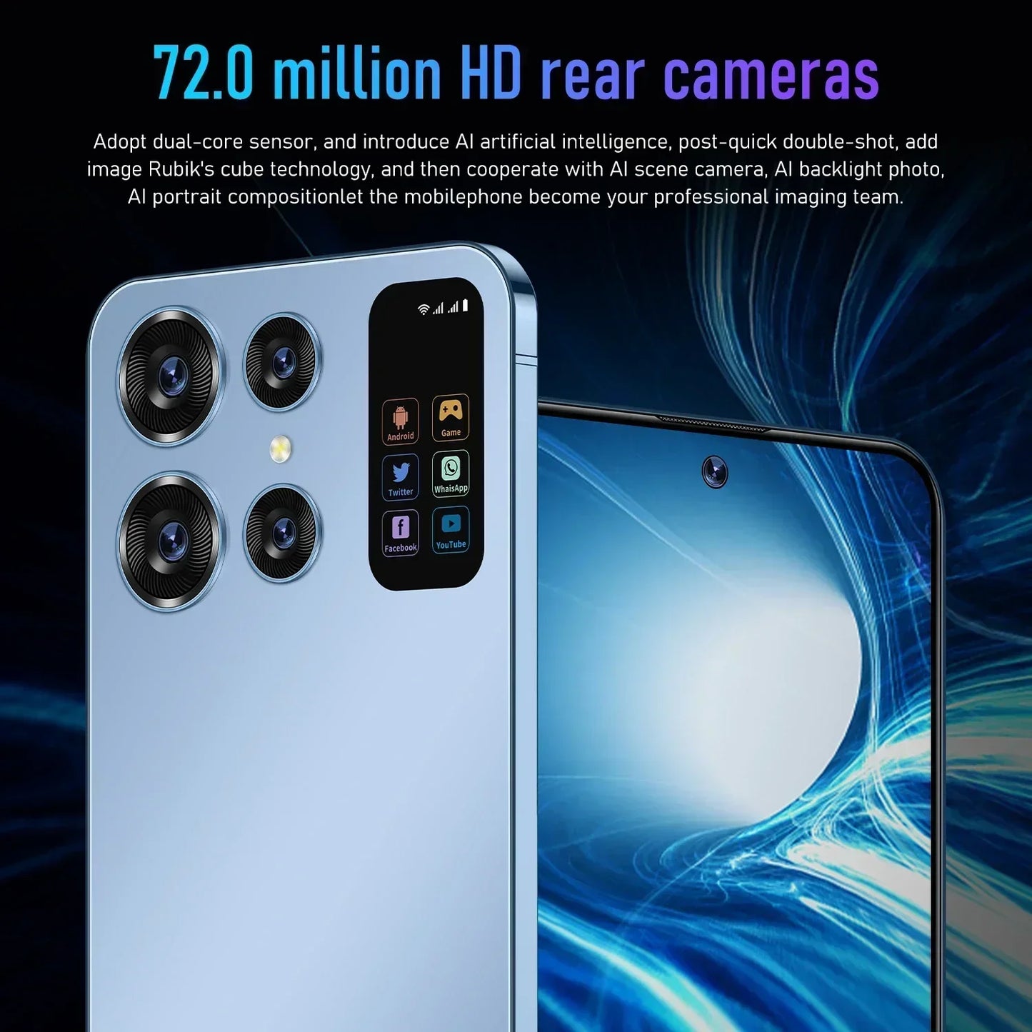 Nuovo smartphone 2025 da 22 GB, 2 TB, schermo da 7,0 pollici, 7000 Mah, Android13 cellulare Dual Sim Face sbloccato, telefono cellulare 5G