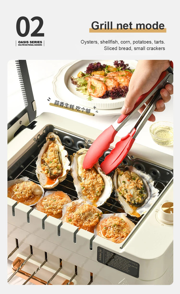 2 layers Electric Skewer Barbecue grill Automatic rotating Lamb Kebabs grill Indoor Smokeless BBQ machine Non-stick frying pan
