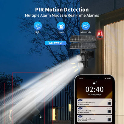 CON PANNELLO SOLARE-8MP 4K PTZ Fotocamera solare all'aperto 4G Scheda SIM Doppia lente Fotocamera a doppio schermo PIR Rilevamento del corpo umano Built-in sicurezza della durata della batteria