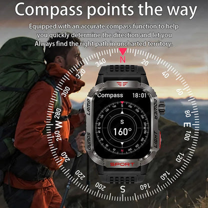 Nuovo per Huawei Xiaomi Militare GPS Smart Watch Uomini Torcia elettrica Bussola impermeabile all'aperto Sport Tracker Bluetooth Chiamata Smartwatch