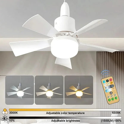 Ventilatore a soffitto LED con luce telecomando dimmerabile 30W E27 base moderna intelligente senza fili ventilatori illuminazione per camera da letto e soggiorno