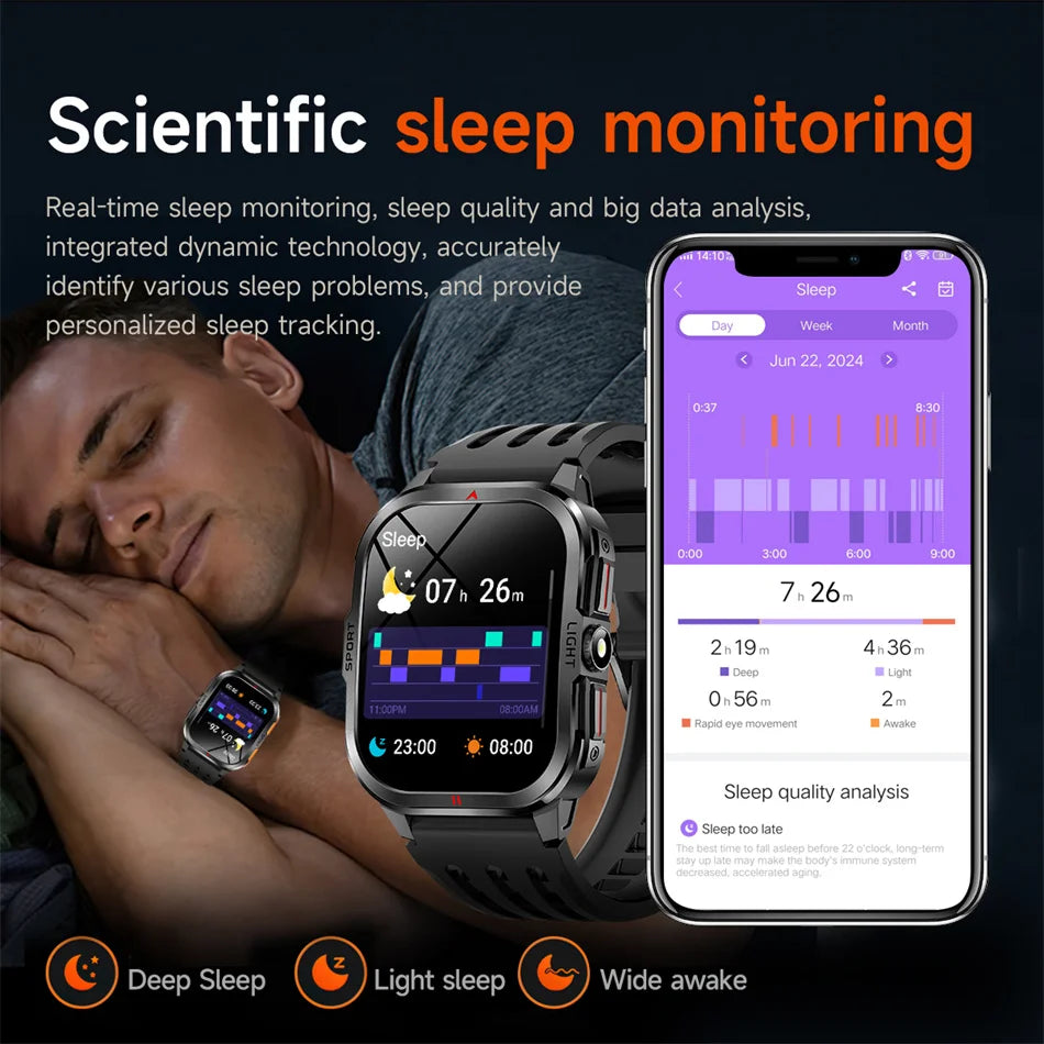 Nuovo per Xiaomi Military Smart Watch Men 3ATM impermeabile all'aperto Sport Fitness Tracker Monitor di salute Bluetooth Chiamata Smart Watch