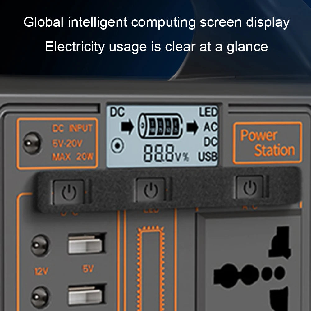 100W portatile Solar Power Station 110 V/ 220 V generatore di energia 24000mAh all'aperto Camping Power Bank Display a LED per avventura di viaggio