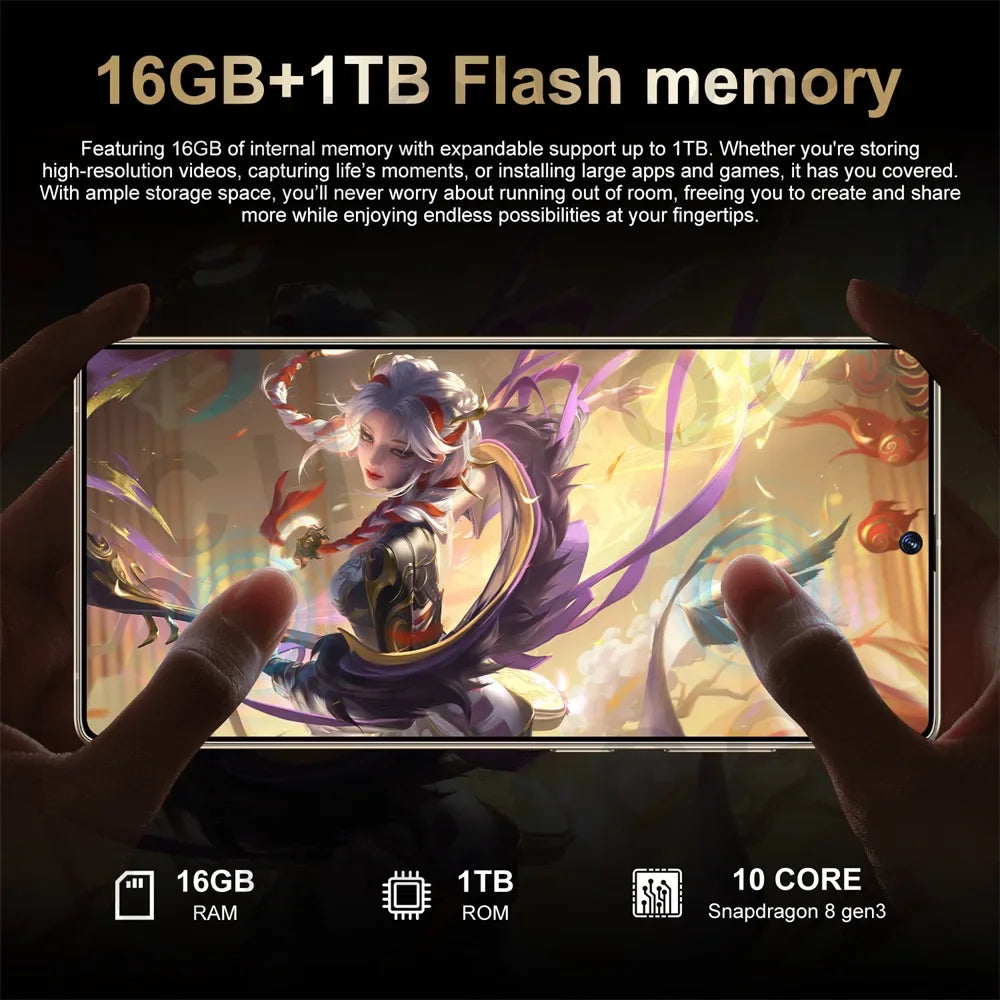16 GB-ED 1 TERA Nuovo S + 25 Ultra Smartphone 2025 Originale 7.3HD Telefono cellulare Snapdragon 8 Gen3 Android 14 telefoni cellulari 4G 5G Dual SIM