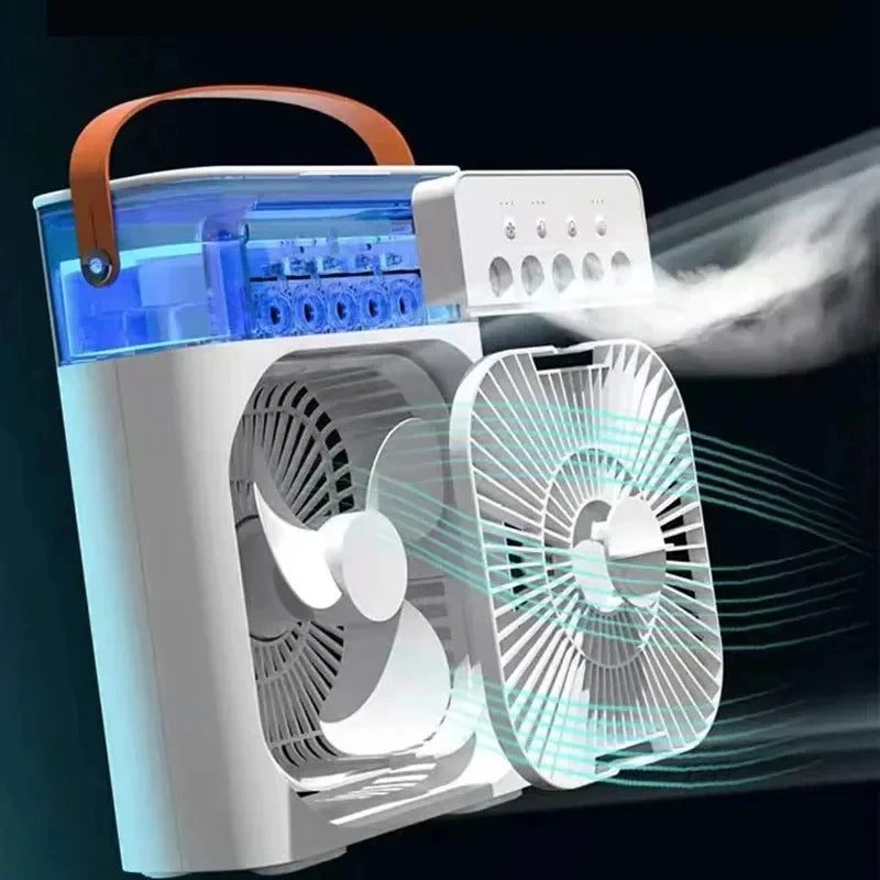 NUOVO Umidificatore portatile Ventilatore Condizionatori d'aria USB Ventilatore elettrico LED notte luce acqua nebbia divertimento 3 in 1 Umidificatore del dispositivo di raffreddamento dell'aria