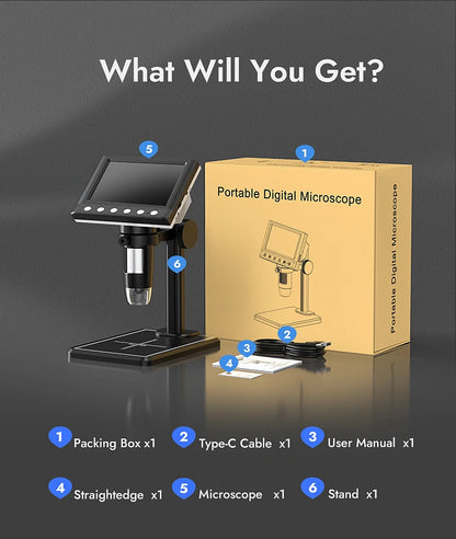 RIEVBCAU DM7 4.3' Microscopio digitale 1000X Coin Microscope 1080P Video Microscope per la saldatura degli adulti con 8 LED Dropshipping