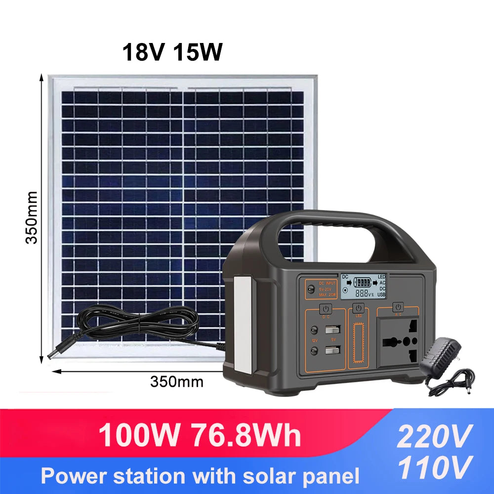 jsdsolar 100W 300W 500W Portable Power Station Pure Sine Wave Solar Generator 110V/220V UPS Camping Charging Station Power Bank
