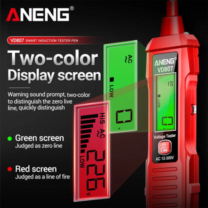 ANENG VD807 Una parola di induzione portatile 50/ 60Hz Smart Tester penna elettrica NCV sensore AC 12-300V senza contatto filo rivelatore strumenti
