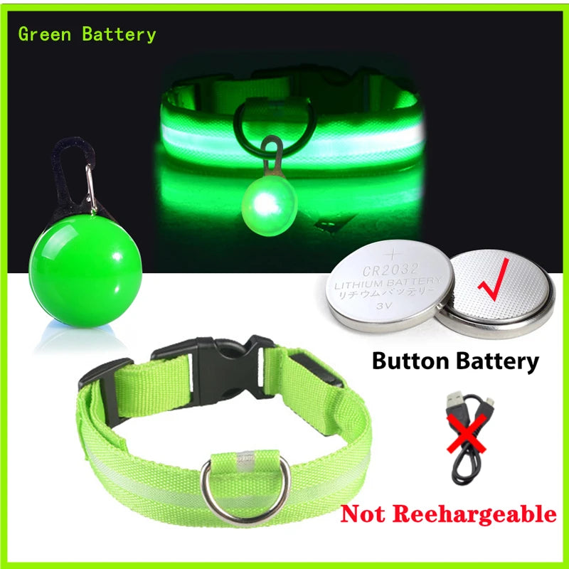 Collare luminoso per cani con ricarica USB e ciondolo, luce LED di lusso staccabile, luminoso per cani di piccola taglia, collare di sicurezza notturno per gatti all'ingrosso