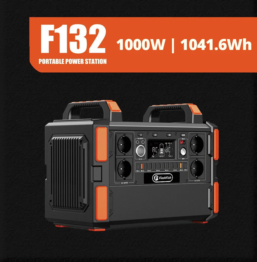 Flashfish F132 1000w centrale elettrica portatile, 1041.6Wh/327600mAh LiFePo4 batteria solare generatore, uscita CA 230 V, 19 uscite